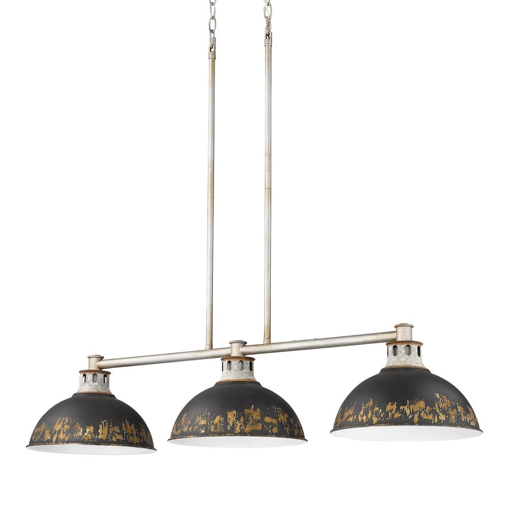 Kinsley 4-Light Vanity Light in Aged Galvanized Steel with Antique Black Iron